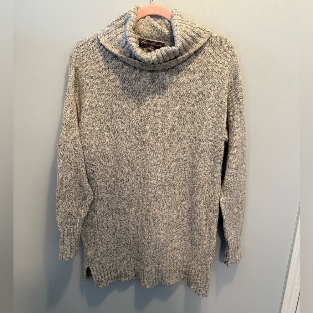 Eddie Bauer NWT Heather Gray Cowl Neck Sweater Medium